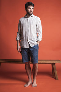 COMFORT FIT LINEN AND COTTON BERMUDA SHORTS