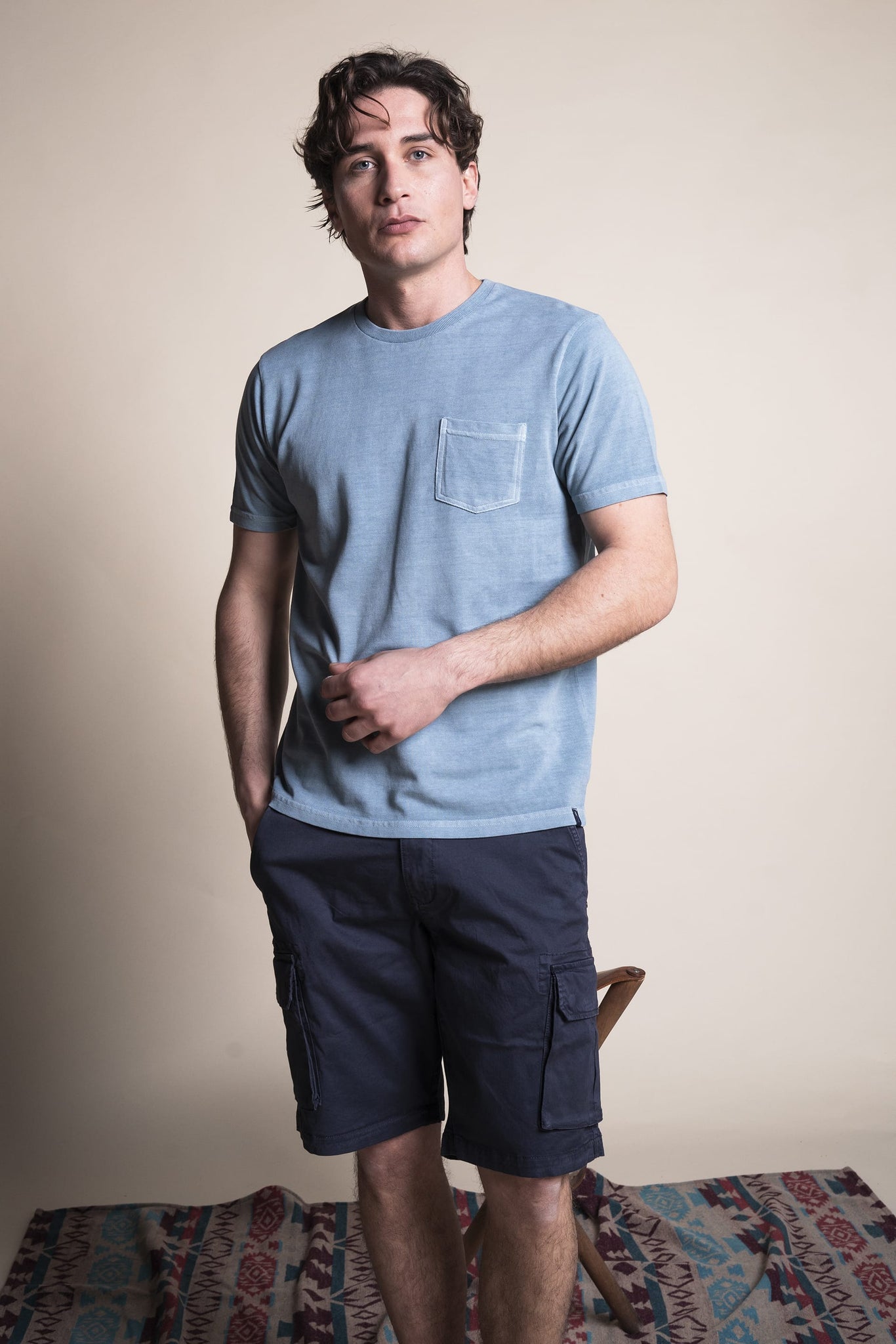 COTTON PIQUET T-SHIRT WITH APPLIED POCKET REGULAR FIT