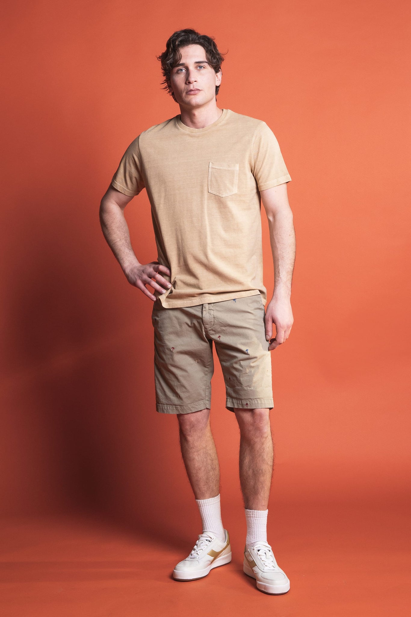 COTTON PIQUET T-SHIRT WITH APPLIED POCKET REGULAR FIT